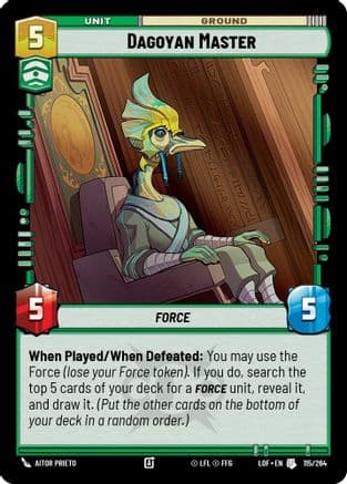Dagoyan Master — Legends of the Force Star Wars: Unlimited card by Aitor Prieto