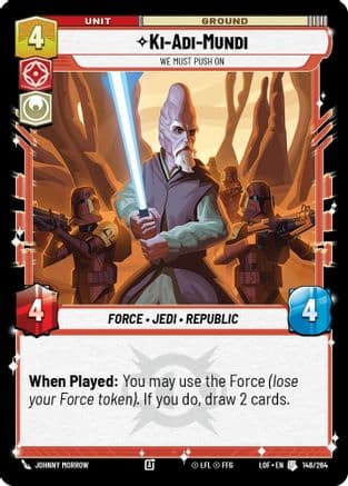 Ki-Adi-Mundi - We Must Push On — Legends of the Force Star Wars: Unlimited card by Johnny Morrow