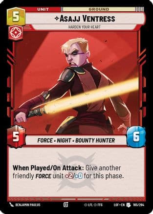 Asajj Ventress - Harden Your Heart — Legends of the Force Star Wars: Unlimited card by Grant Griffin
