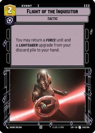 Flight of the Inquisitor — Legends of the Force Star Wars: Unlimited card by Kyle Petchock
