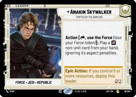 Anakin Skywalker - Tempted by the Dark Side — Legends of the Force Star Wars: Unlimited card by Reno