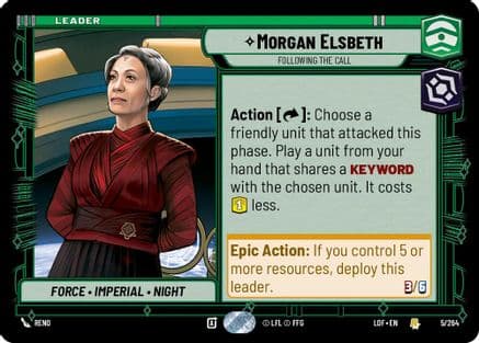 Morgan Elsbeth - Following the Call — Legends of the Force Star Wars: Unlimited card by Reno