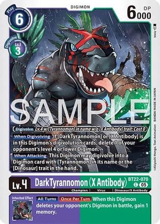 Dark Tyrannomon (X Antibody) — Cyber Eden Digimon Card Game card by Akiyoshi Honga, Toei Animation