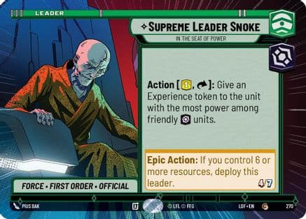 Supreme Leader Snoke - In the Seat of Power (Hyperspace) — Legends of the Force Star Wars: Unlimited card by Pius Bak