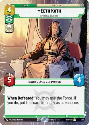Eeth Koth - Spiritual Warrior (Hyperspace) — Legends of the Force Star Wars: Unlimited card by Facundo Moyano