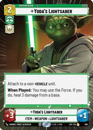 Yoda's Lightsaber (Hyperspace) — Legends of the Force Star Wars: Unlimited card by Gabriel Gómez Almenzar