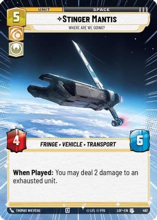 Stinger Mantis - Where Are We Going? (Hyperspace) — Legends of the Force Star Wars: Unlimited card by Thomas Wievegg