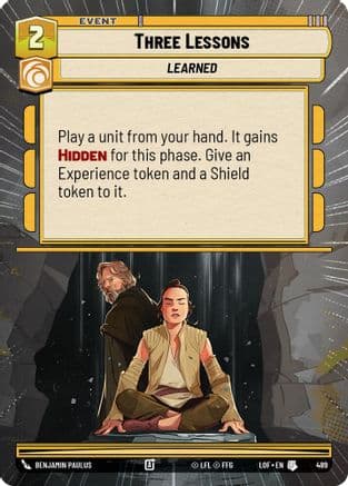 Three Lessons (Hyperspace) — Legends of the Force Star Wars: Unlimited card by Benjamin Carré