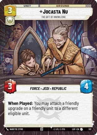 Jocasta Nu - The Gift of Knowledge (Hyperspace) — Legends of the Force Star Wars: Unlimited card by Nabetse Zitro