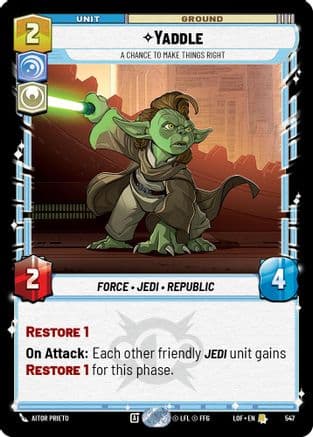 Yaddle - A Chance To Make Things Right (Foil) — Legends of the Force Star Wars: Unlimited card by Aitor Prieto