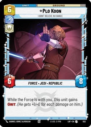 Plo Koon - I Don't Believe in Chance (Foil) — Legends of the Force Star Wars: Unlimited card by Gabriel Gómez Almenzar
