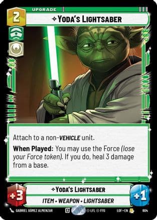 Yoda's Lightsaber (Foil) — Legends of the Force Star Wars: Unlimited card by Gabriel Gómez Almenzar