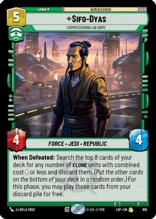 Sifo-Dyas - Commissioning An Army (Foil) — Legends of the Force Star Wars: Unlimited card by EJ Dela Cruz