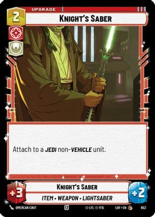 Knight's Saber (Foil) — Legends of the Force Star Wars: Unlimited card by Omercan Cirit