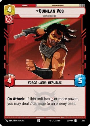 Quinlan Vos - Dark Disciple (Foil) — Legends of the Force Star Wars: Unlimited card by Benjamin Paulus