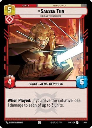 Saesee Tiin - Courageous Warrior (Foil) — Legends of the Force Star Wars: Unlimited card by Baldemar Rivas