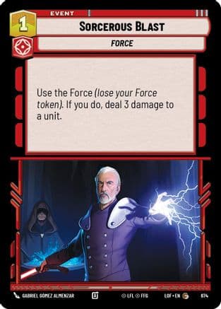 Sorcerous Blast (Foil) — Legends of the Force Star Wars: Unlimited card by Gabriel Gómez Almenzar