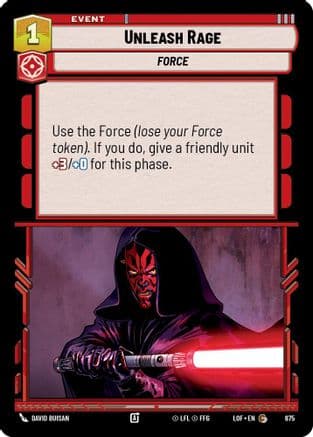 Unleash Rage (Foil) — Legends of the Force Star Wars: Unlimited card by David Buisan