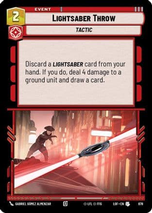 Lightsaber Throw (Foil) — Legends of the Force Star Wars: Unlimited card by Gabriel Gómez Almenzar