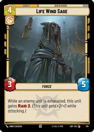 Life Wind Sage (Foil) — Legends of the Force Star Wars: Unlimited card by Marc Escachx