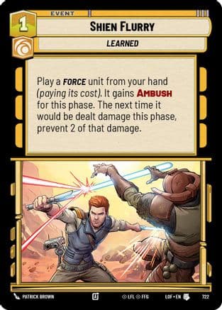 Shien Flurry (Foil) — Legends of the Force Star Wars: Unlimited card by Patrick Brown