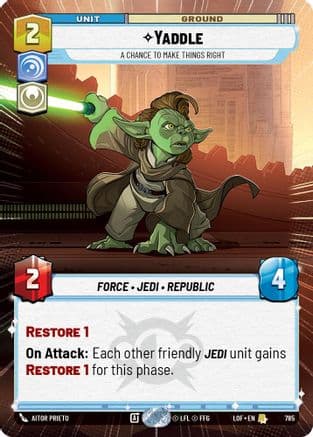 Yaddle - A Chance To Make Things Right (Hyperspace Foil) — Legends of the Force Star Wars: Unlimited card by Aitor Prieto