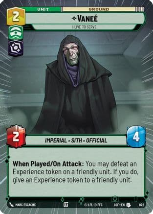 Vanee - I Live to Serve (Hyperspace Foil) — Legends of the Force