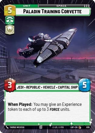 Paladin Training Corvette (Hyperspace Foil) — Legends of the Force Star Wars: Unlimited card by Thomas Wievegg