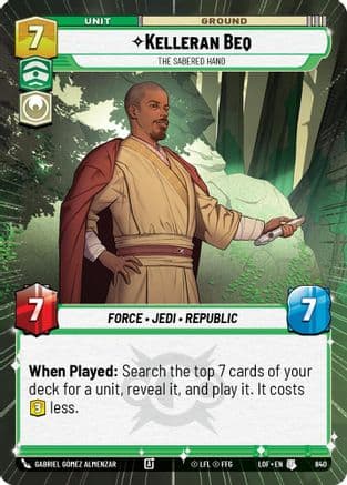 Kelleran Beq - The Sabered Hand (Hyperspace Foil) — Legends of the Force