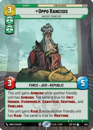 Oppo Rancisis - Ancient Councilor (Hyperspace Foil) — Legends of the Force Star Wars: Unlimited card by Marc Escachx