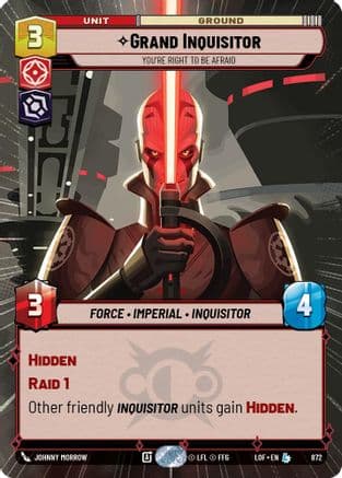 Grand Inquisitor - You're Right to Be Afraid (Hyperspace Foil) — Legends of the Force Star Wars: Unlimited card by Johnny Morrow