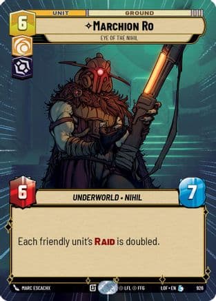 Marchion Ro - Eye of the Nihil (Hyperspace Foil) — Legends of the Force Star Wars: Unlimited card by Marc Escachx