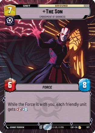 The Son - Embodiment of Darkness (Hyperspace Foil) — Legends of the Force Star Wars: Unlimited card by Johnny Morrow