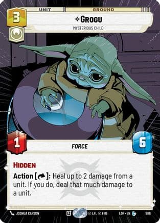 Grogu - Mysterious Child (Hyperspace Foil) — Legends of the Force Star Wars: Unlimited card by Joshua Carson