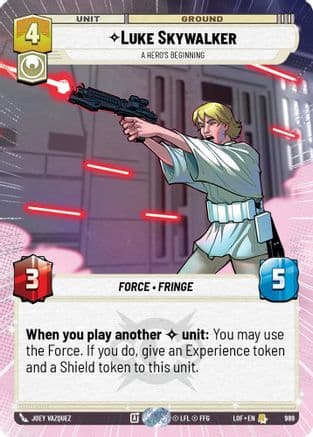 Luke Skywalker - A Hero's Beginning (Hyperspace Foil) — Legends of the Force Star Wars: Unlimited card by Joey Vazquez
