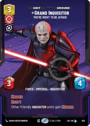 Grand Inquisitor - You're Right to Be Afraid (Prestige) — Legends of the Force Star Wars: Unlimited card by Johnny Morrow