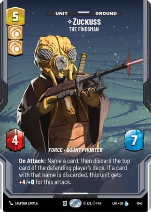 Zuckuss - The Findsman (Prestige) — Legends of the Force Star Wars: Unlimited card by Stephen Zavala