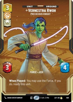 Vernestra Rwoh - Precocious Knight (Prestige Foil) — Legends of the Force Star Wars: Unlimited card by Kaihound Studios
