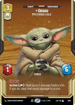 Grogu - Mysterious Child (Prestige Foil) — Legends of the Force Star Wars: Unlimited card by Joshua Carson