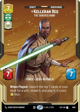Kelleran Beq - The Sabered Hand (Prestige Foil) — Legends of the Force