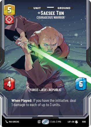 Saesee Tiin - Courageous Warrior (Prestige Foil) — Legends of the Force Star Wars: Unlimited card by Baldemar Rivas
