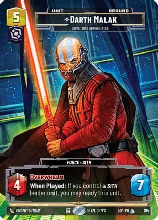 Darth Malak - Covetous Apprentice (Prestige Foil) — Legends of the Force Star Wars: Unlimited card by Benjamin Paulus