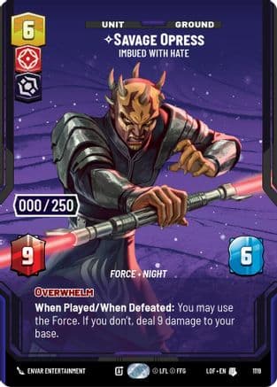 Savage Opress - Imbued With Hate (Serialized) — Legends of the Force Star Wars: Unlimited card by Marc Escachx