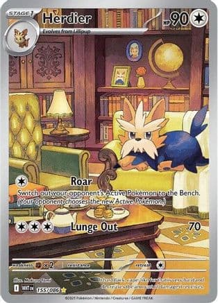 Herdier - 155/086 — SV: White Flare Pokémon TCG card by Makura Tami