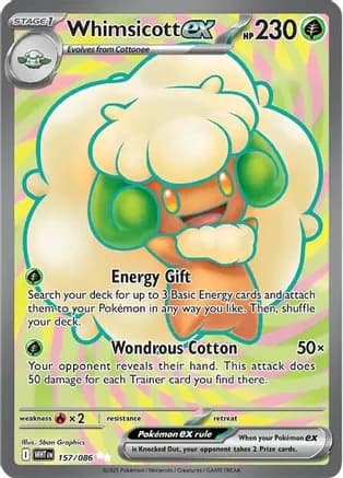 Whimsicott ex - 157/086 — SV: White Flare Pokémon TCG card by 5ban Graphics