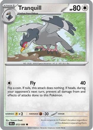 Tranquill — SV: Black Bolt Pokémon TCG card by Tomomi Ozaki