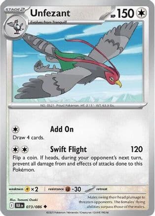 Unfezant — SV: Black Bolt Pokémon TCG card by Tomomi Ozaki