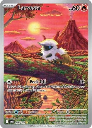 Larvesta - 099/086 — SV: Black Bolt Pokémon TCG card by Katsunori Sato