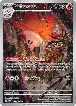 Volcarona - 100/086 — SV: Black Bolt Pokémon TCG card by AKIRA EGAWA