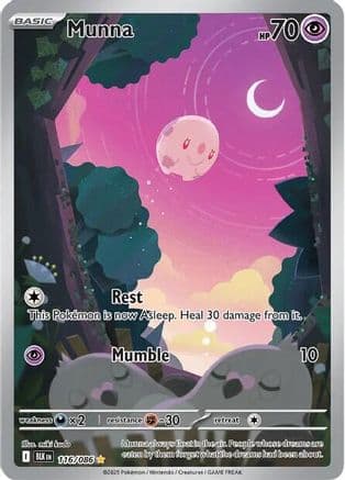 Munna - 116/086 — SV: Black Bolt Pokémon TCG card by miki kudo